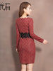 Pre-2013 winter commute new Moonstone women's high waist lace silk skirt long sleeve dress 2,540